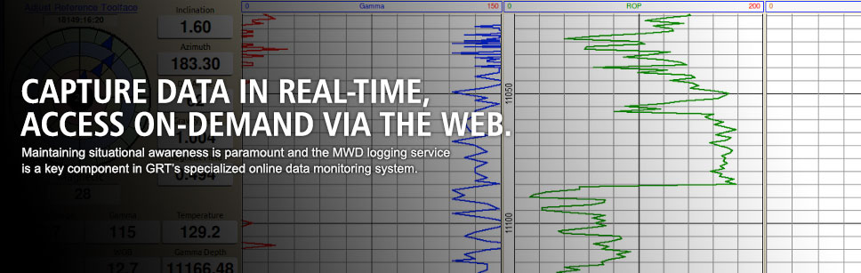 Capture data in real-time, access on-demand via the Web. Maintaining situational awareness is paramount and the MWD logging service is a key component in GRTs specialized online data monitoring system.