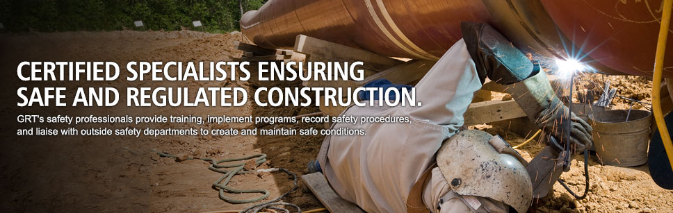 Certified specialists ensuring safe and regulated construction. GRT's safety professionals provide training, implement programs, record safety procedures, and liaise with outside safety departments to create and maintain safe conditions.